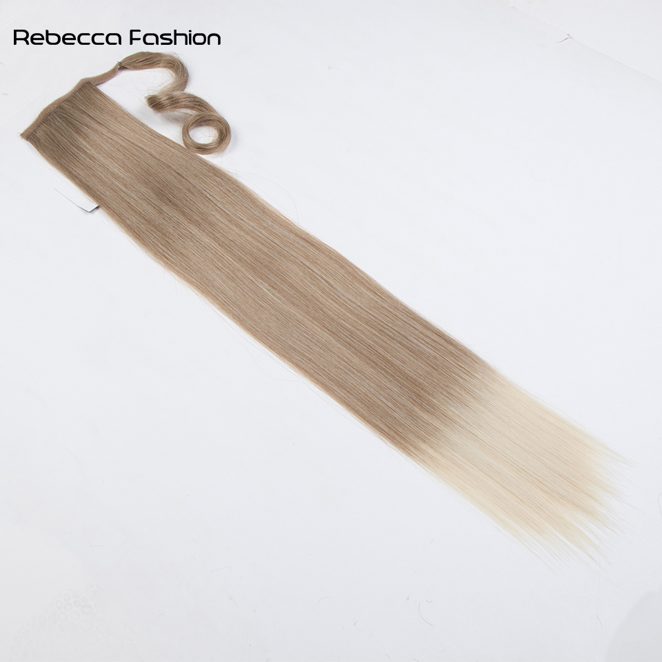 Rebecca Fashion Long Straight 32 Inch Wrap Around Clip In Ponytail Hair Heat Resistant Tail Synthetic Extensions