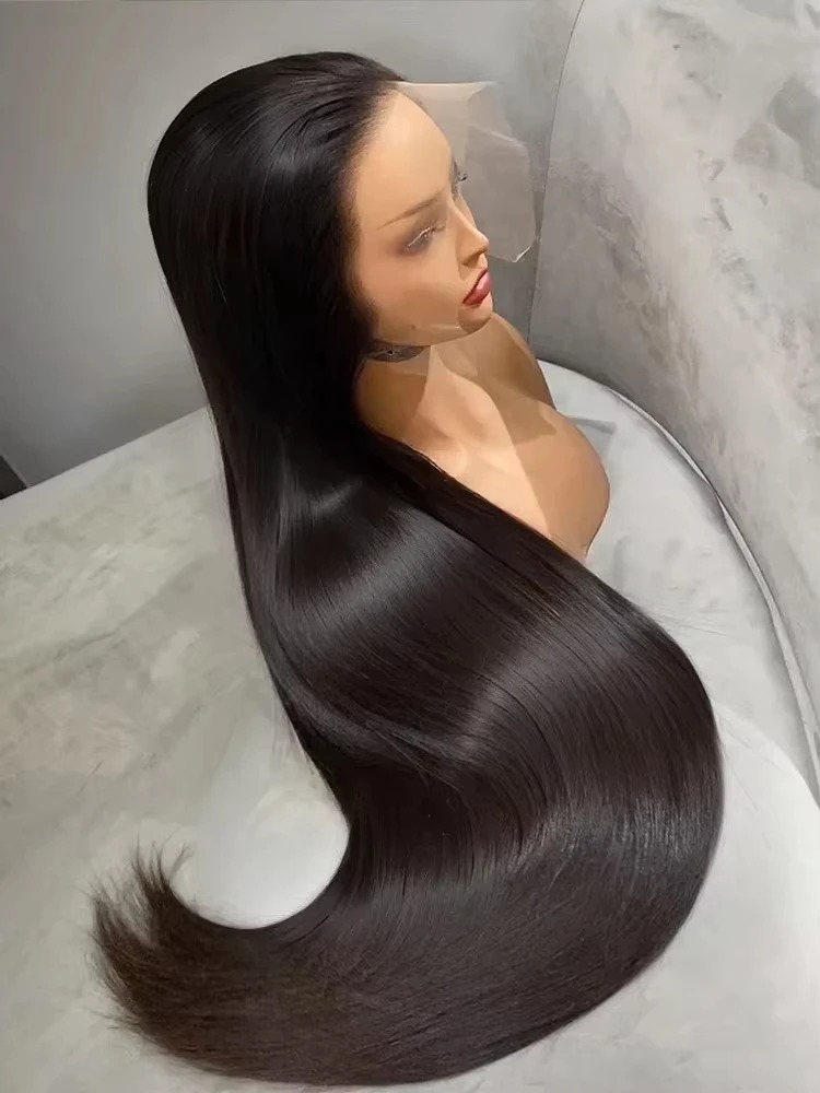 36 40 Inch 13x4 HD Transparent Bone Straight Lace Front Wigs 220 Density Brazilian Human Hair Wigs For Women Synthetic