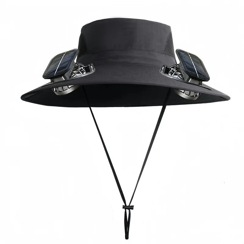 Mens Fishing Cap Solar Charging Fan Outdoor Work Summer Casual Mountain Climbing Travel Fisherman Hat Sports Entertainment 250529