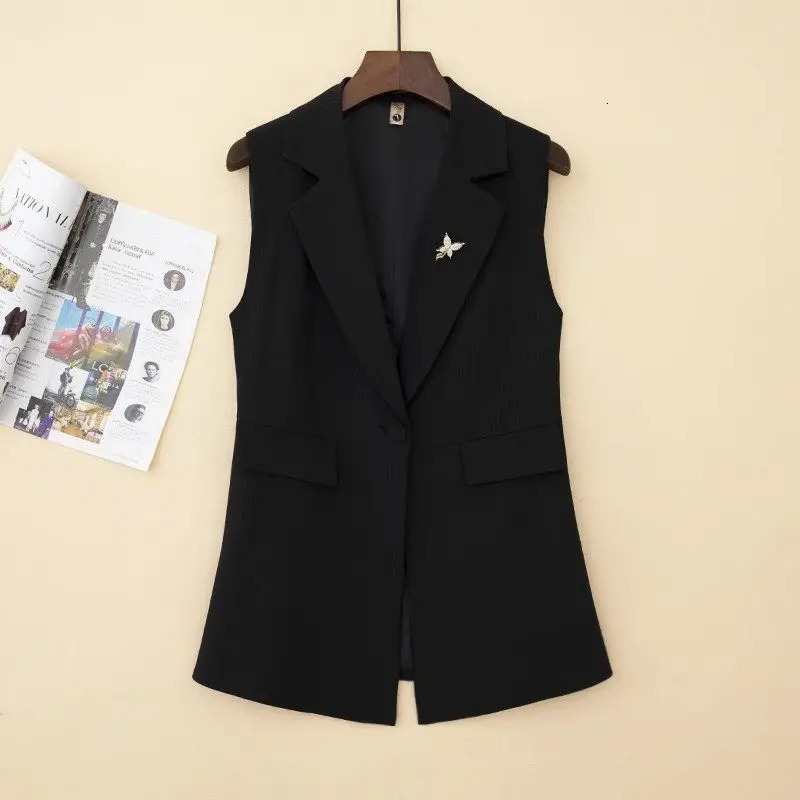 Spring And Summer Oversized Loose HighEnd Striped Vest Sleeveless Blazer Slim Fit Womens Jacket G1010 250610