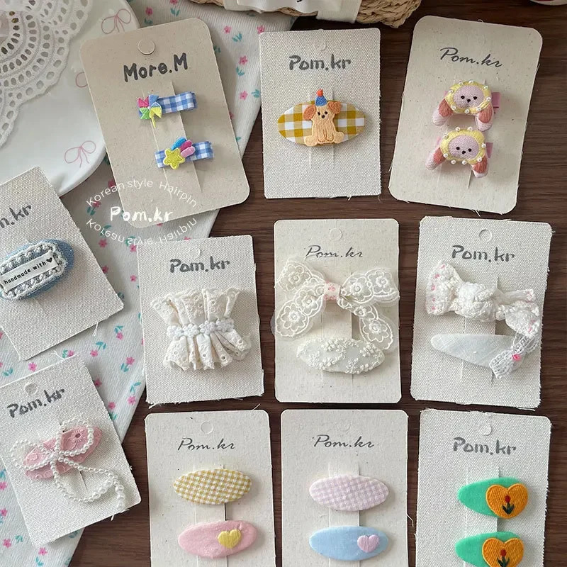 Korean Style Cartoon Hair Clips Girls Butterfly Knot Side Hair Fringe Fabric Children Break Clamp Professional Salon Parti 250611