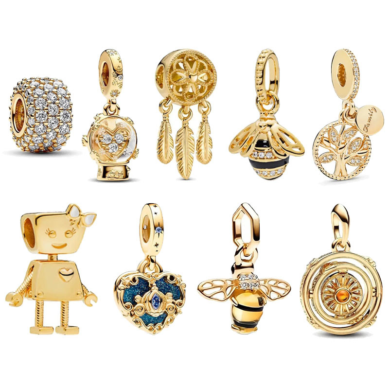 S925 Silver Crown Robot Star Lion Bear Gold Magic Box Beaded DIY accessory beads