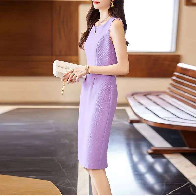 AIyssa-Purple womens slim sleeveless dress, elegant, fashionable beautiful. Autumn and winter new styles 2025