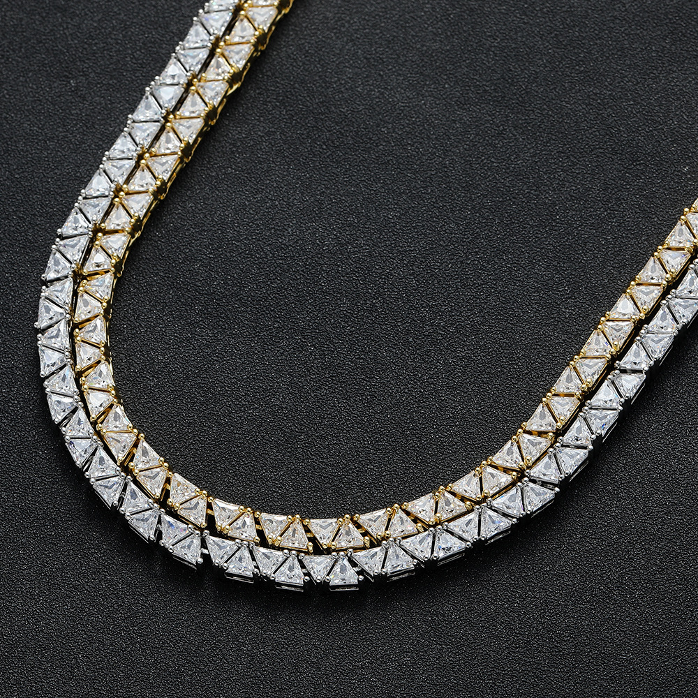 Choucong Hip Hop Top Sell Luxury Jewelry 18K White Gold Fill Triangle 5A Cubic Zircon CZ Diamond Gemstones Party Vintage Women Men Necklace Gift