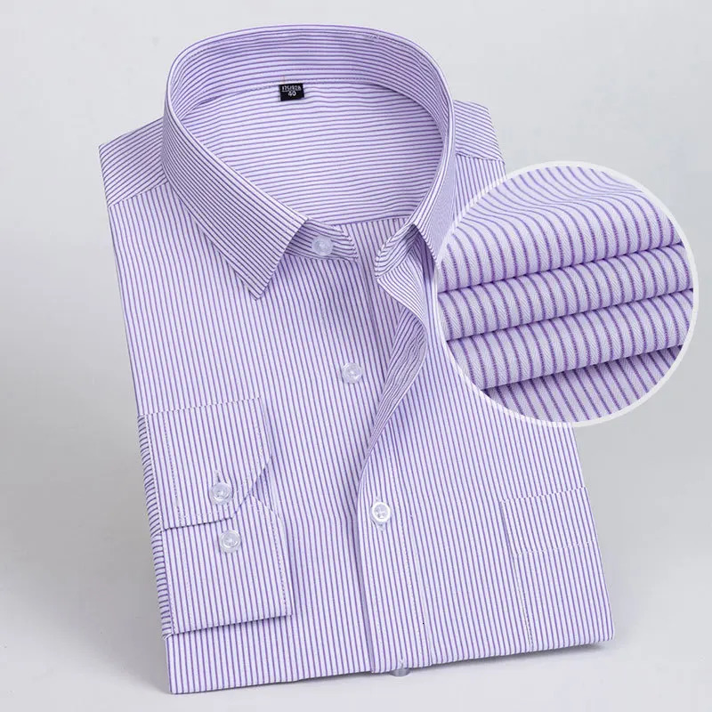 Business Dress Shirt Mens Long-sleeve Autumn Spring Fashion Solid Casual Formal White Work Office Simple Basic Man Clothe S-7XL 250611