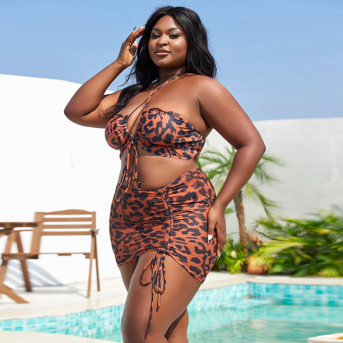 2025 Women Bikinis Set With Cover Swimsuit Swimwear Plus Size Push Up Large Big Floral Swimming Suits Beachwear Bathing 250530