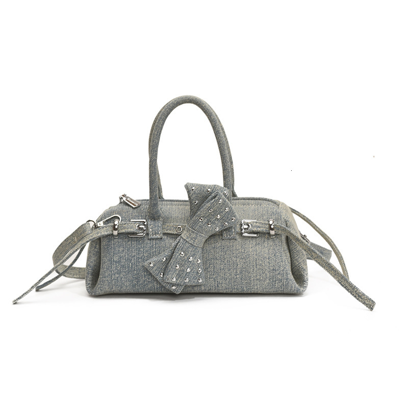 Free shipping designer 2025 New Trendy Belt Buckle Casual Denim Sausage Bag Niche Retro Design Bag for Women