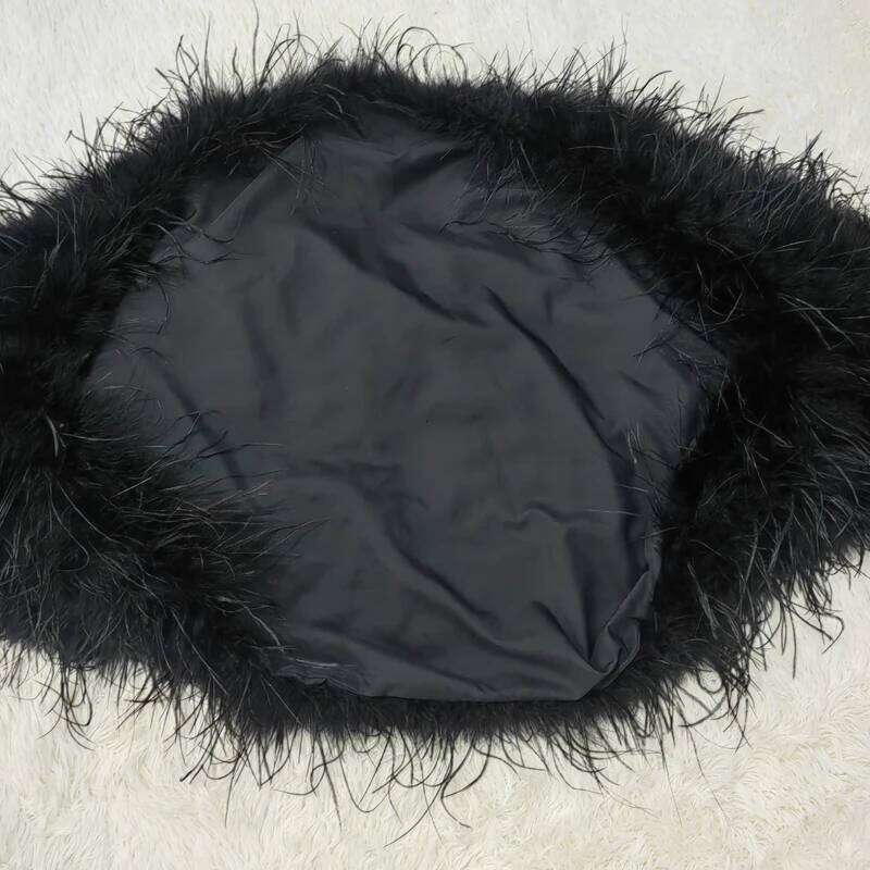 Latest Ostrich Feather Sleeved Cardigan 70 Centimeters Long And Handmade. The Jacket Is Elegant, Comfortable, Casual