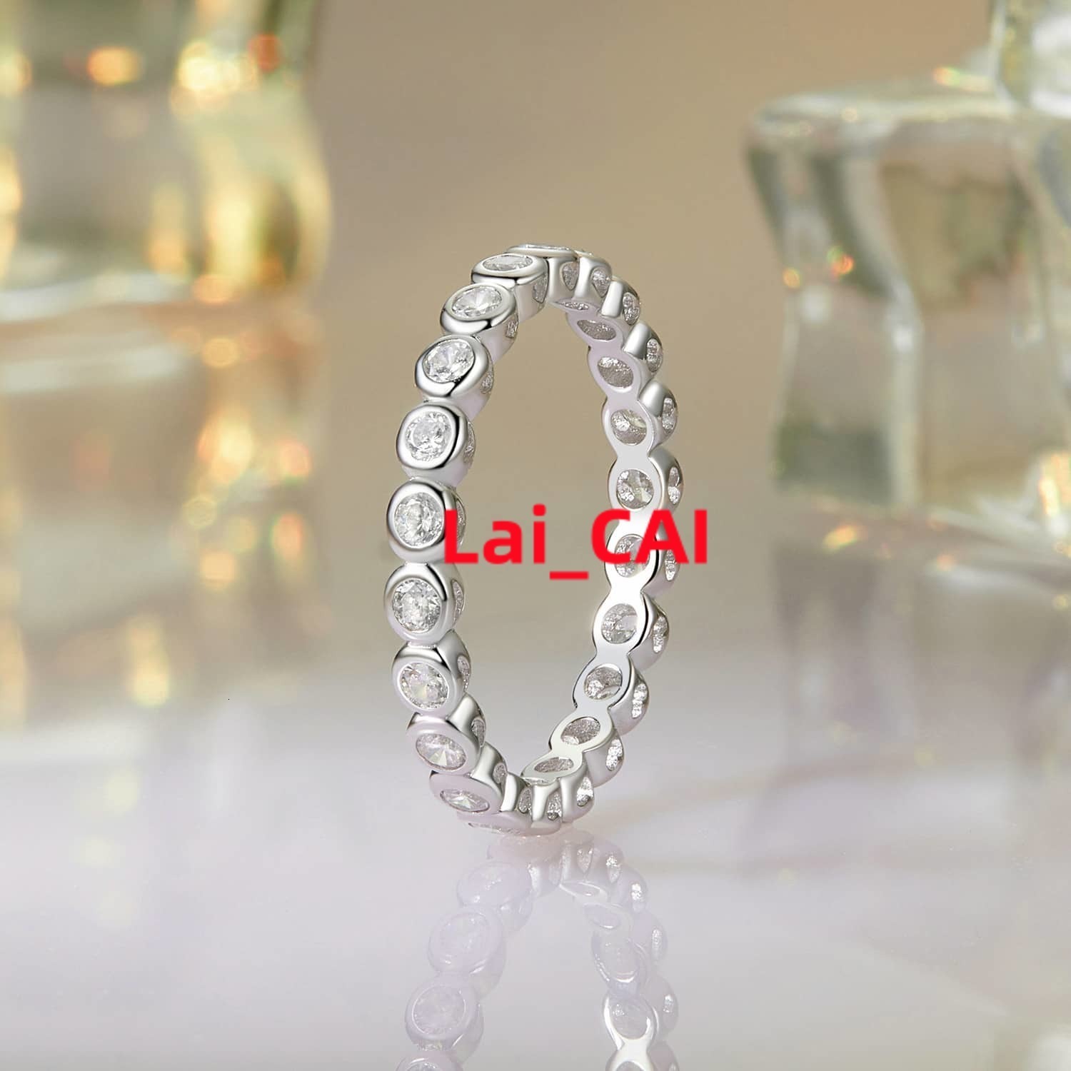 Factory Wholesale Trendy Design Iced Out Moissanite Eternity Ring 925 Sterling Silver Moissanite Ring for Women