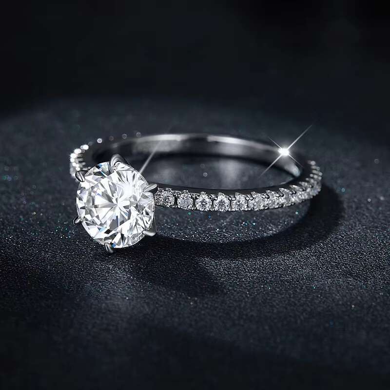 Wedding Ring 1.5CT Round Brilliant Pure White Moissanite Diamond 925 Silver Gold Plated Custom Moissanite Ring