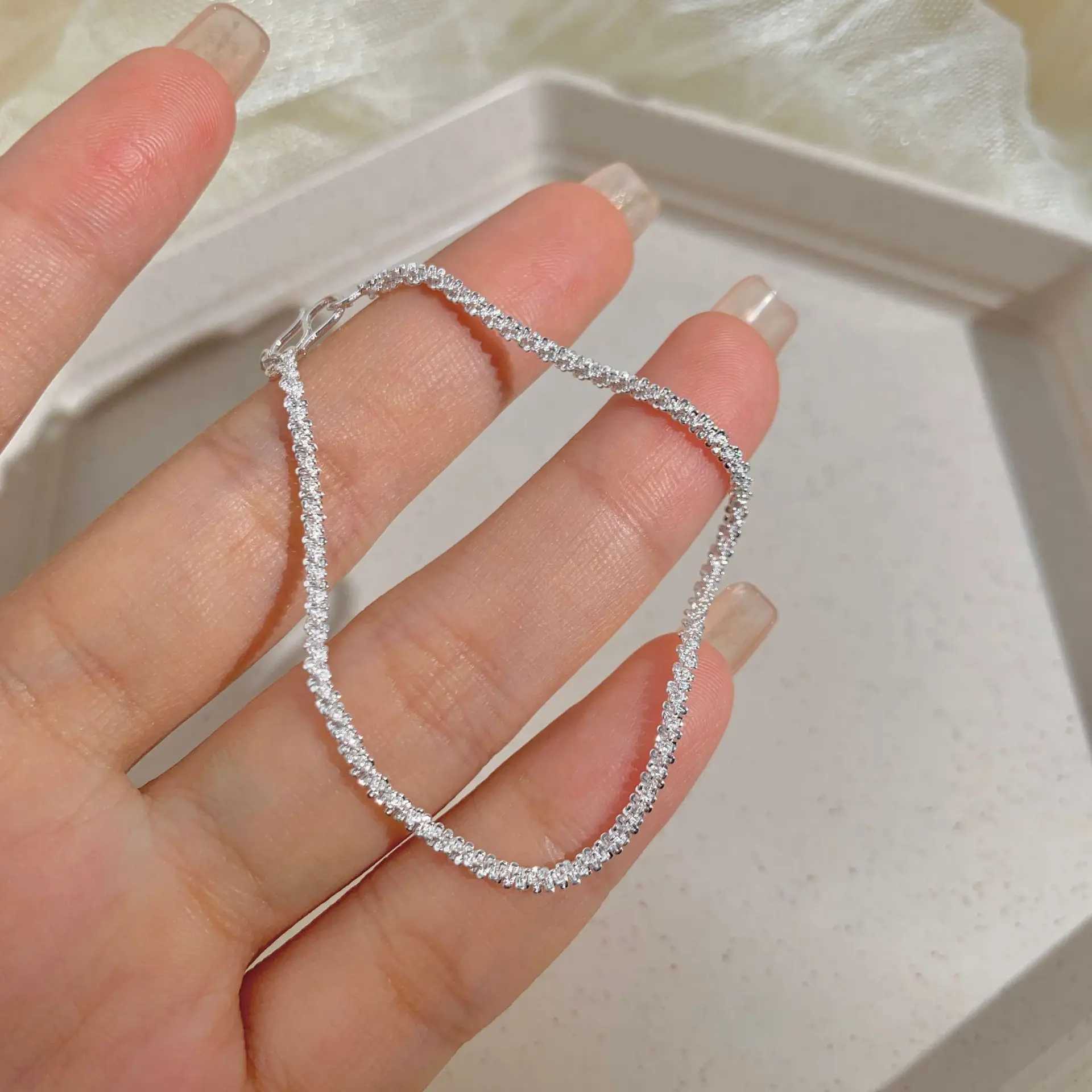 New Silver Color Sparkling Gypsophila Adjustable Bracelet Bangle for Women Fine Fashion Jewelry Wedding Party Gift XJ250707