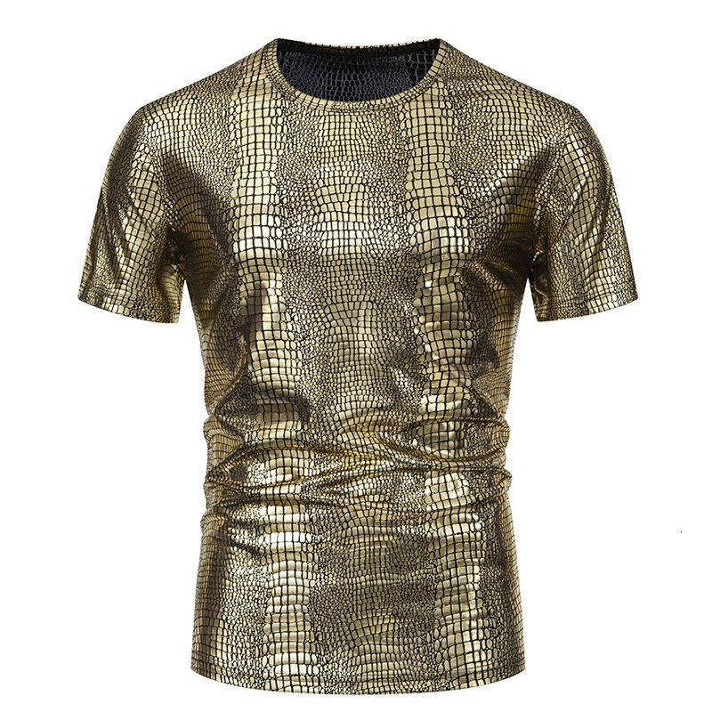 Short Sleeve for Men, Youth Fashion Casual Glossy Five-Sleeve Round Neck T-Shirt