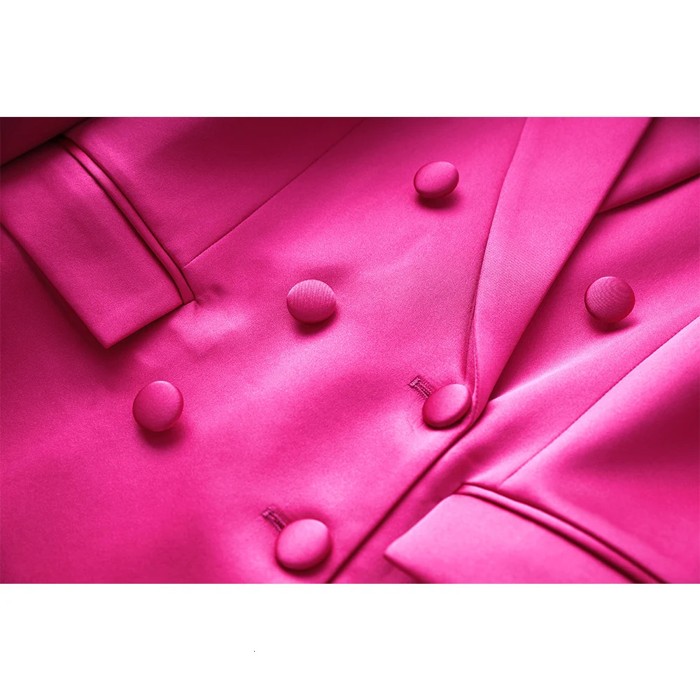 Smooth Satin Fabric Fusicha 3PCS Blazer Suit Fashion Elegant Street Mini Skirt Women Quality Clothing 250610