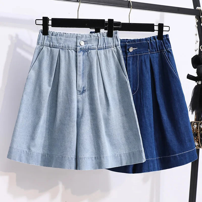 Plus Size High Waist Loose Wide Leg Jeans Shorts Womens plus Size Summer Fashion A Line Mini Pants FivePoint Pants 250609