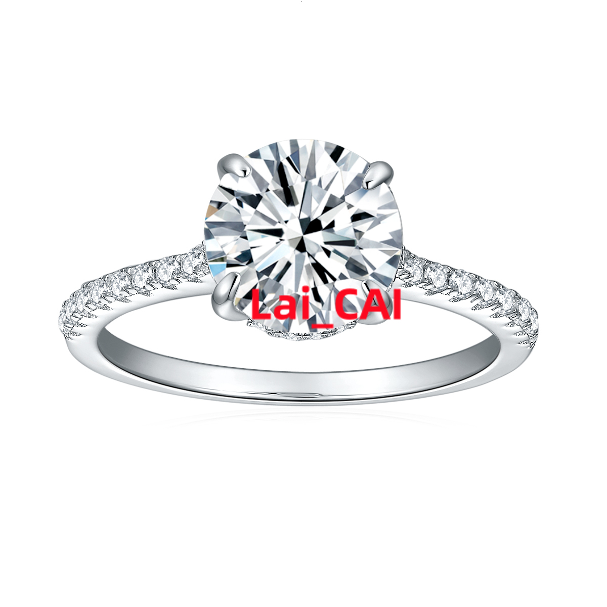 Wedding Ring 1.5CT Round Brilliant Pure White Moissanite Diamond 925 Silver Gold Plated Custom Moissanite Ring