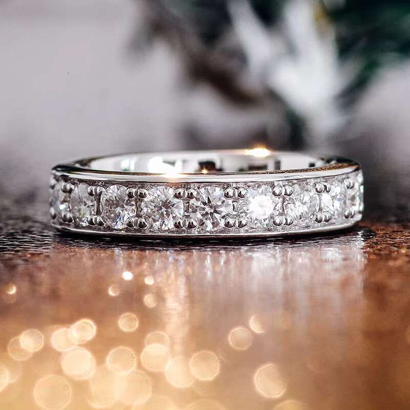 Fine Jewelry 925 Sterling Silver Moissanite Rings Jewelry Wholesale 3mm VVS Diamonds Wedding Band Ring