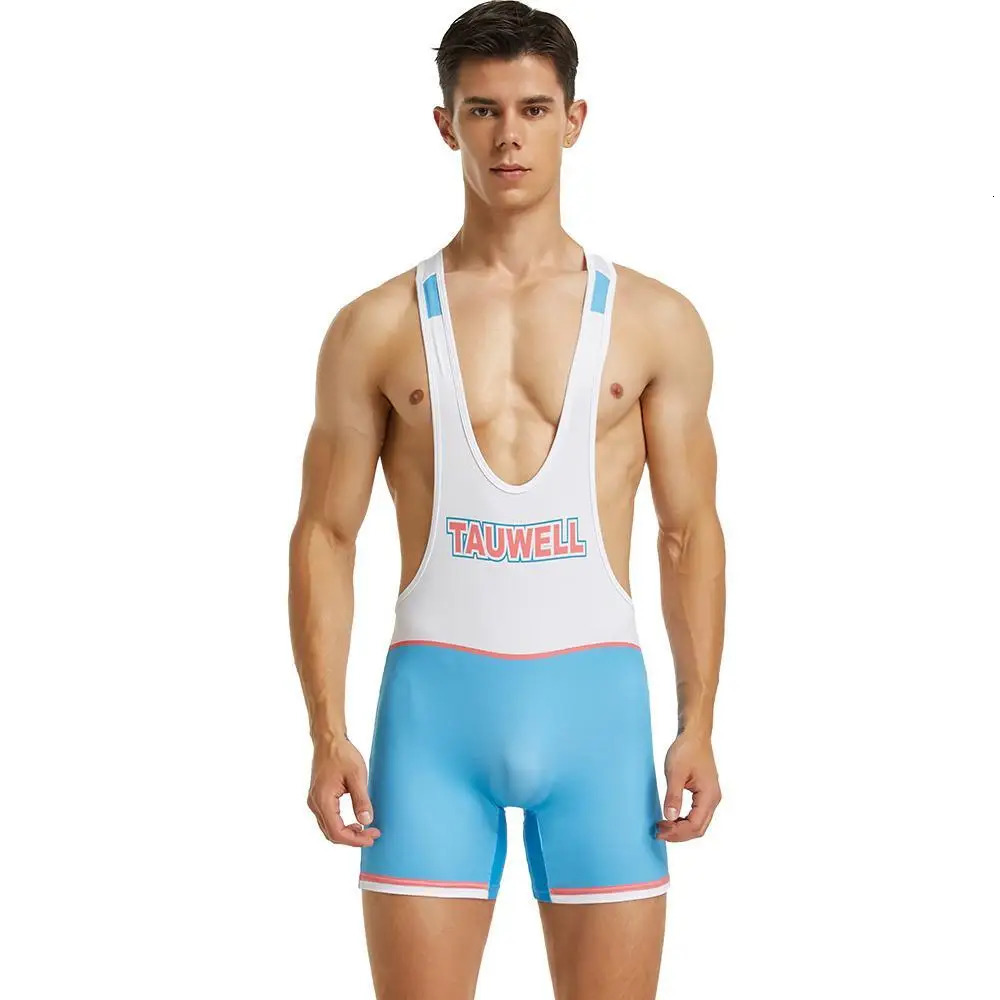 TAUWELL Men Undershirts Onepiece Vest Bodysuit Shorts Wrestling Singlet Bodybuilding Jumpsuit Gym Fitness Workout Sportwear 250609