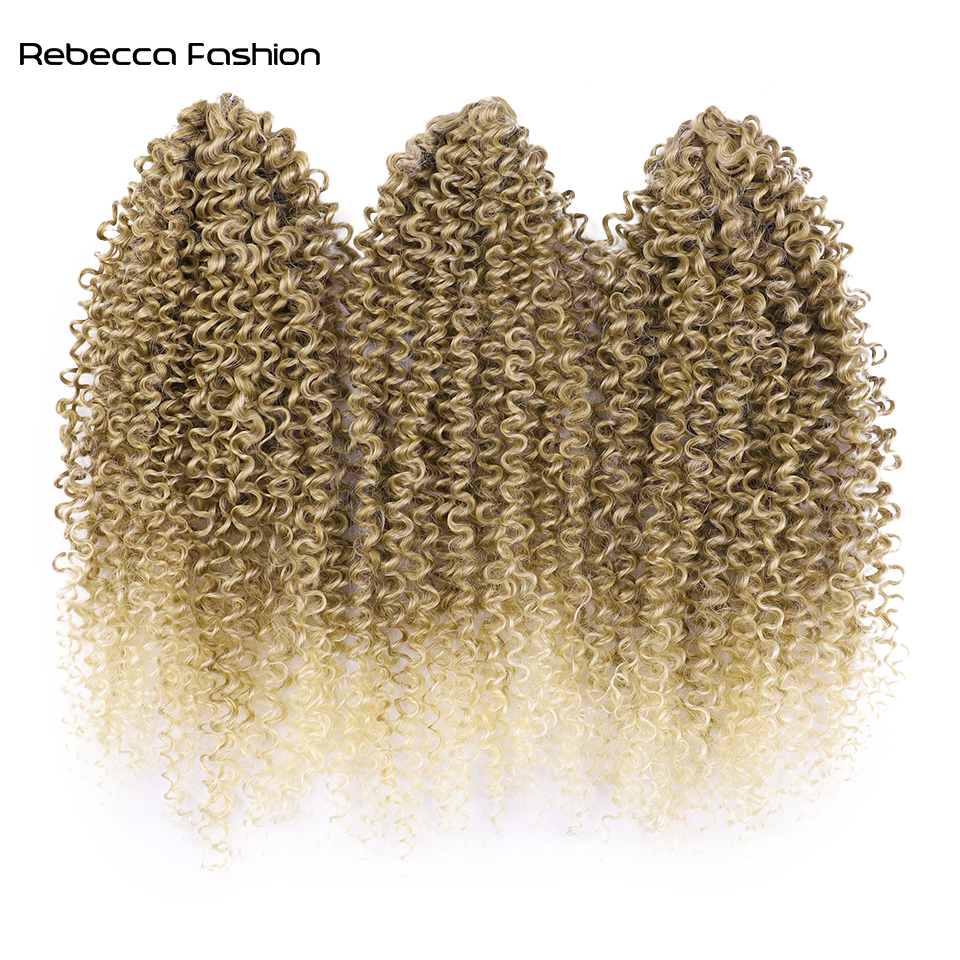 Rebecca Fashion Synthetic Hair Curly Wave Daily Synthetic Braid Hair Ombre Blonde Pink 18 Inch Deep Wave Braiding Hair Extension