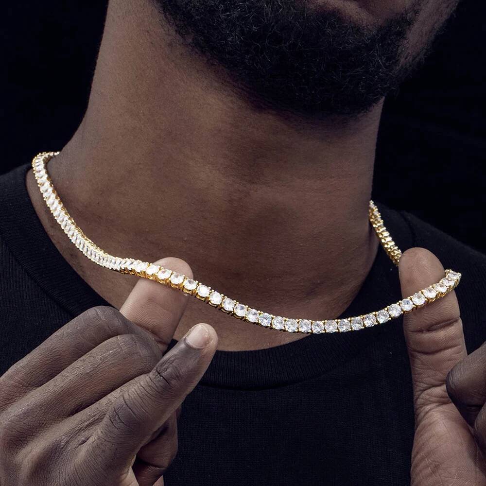 ICEBLING 3/4/5/6MM Round Cut CZ Stone Tennis Iced Out Single Row Cubic Zirconia Necklace for Men Women Hip Hop Jewelry