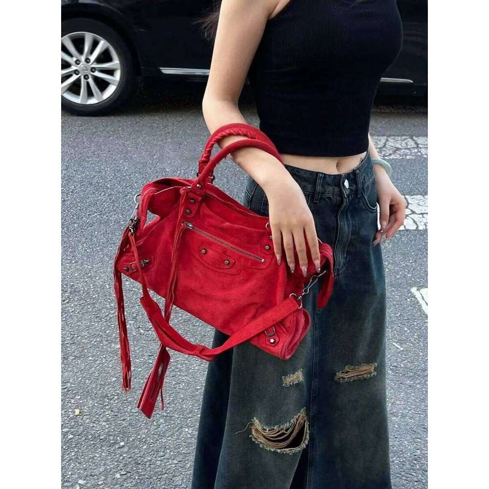 Women Canvas New Fashion Red High-Capacity Shoulder Pures and Bags Crossbody Girls Bag