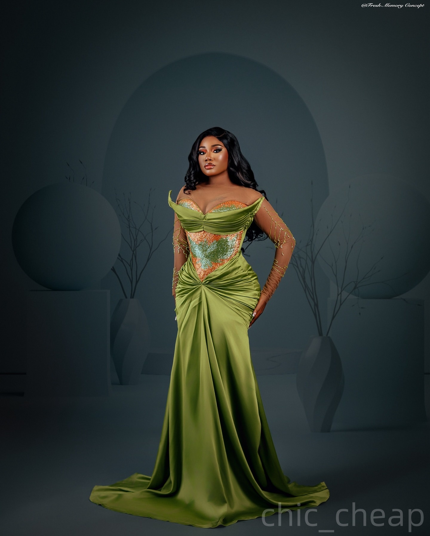 Green Mermaid Prom Dresses 2025 Beaded Satin Sheer Neck Evening Formal Party Second Birthday Engagement Gowns Plus Size Dress For Special Occasions