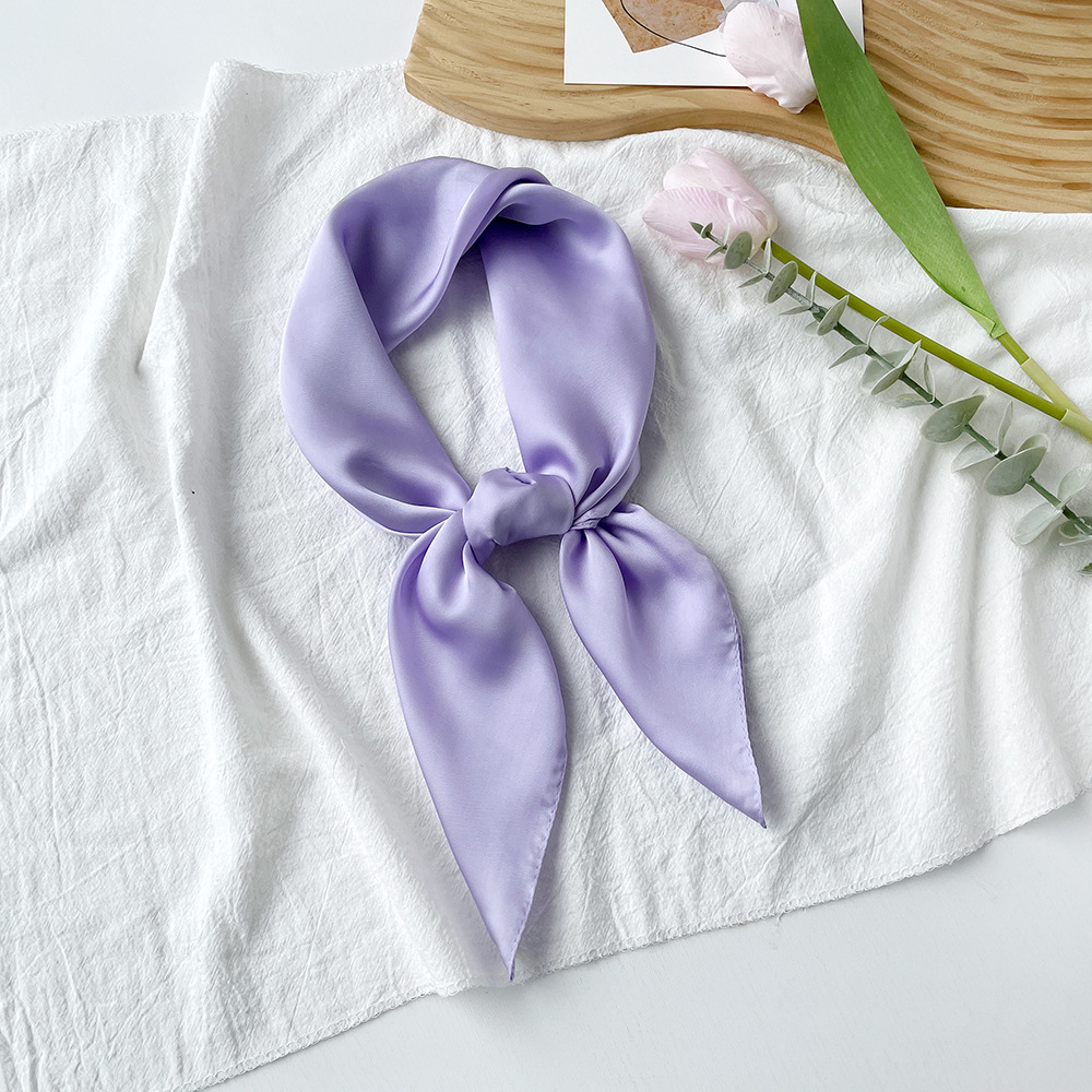 K990 New style silk scarf for women solid color small square scarf European and American imitation silk small scarf scarf headband factory wholesale