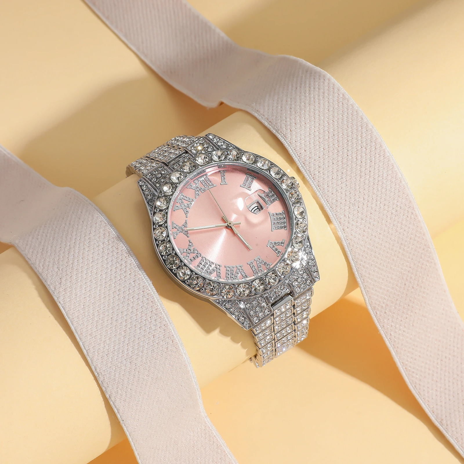 foreign trade explosive diamond-studded Roman fashion with calendar womens watch womens watch womens models 250606