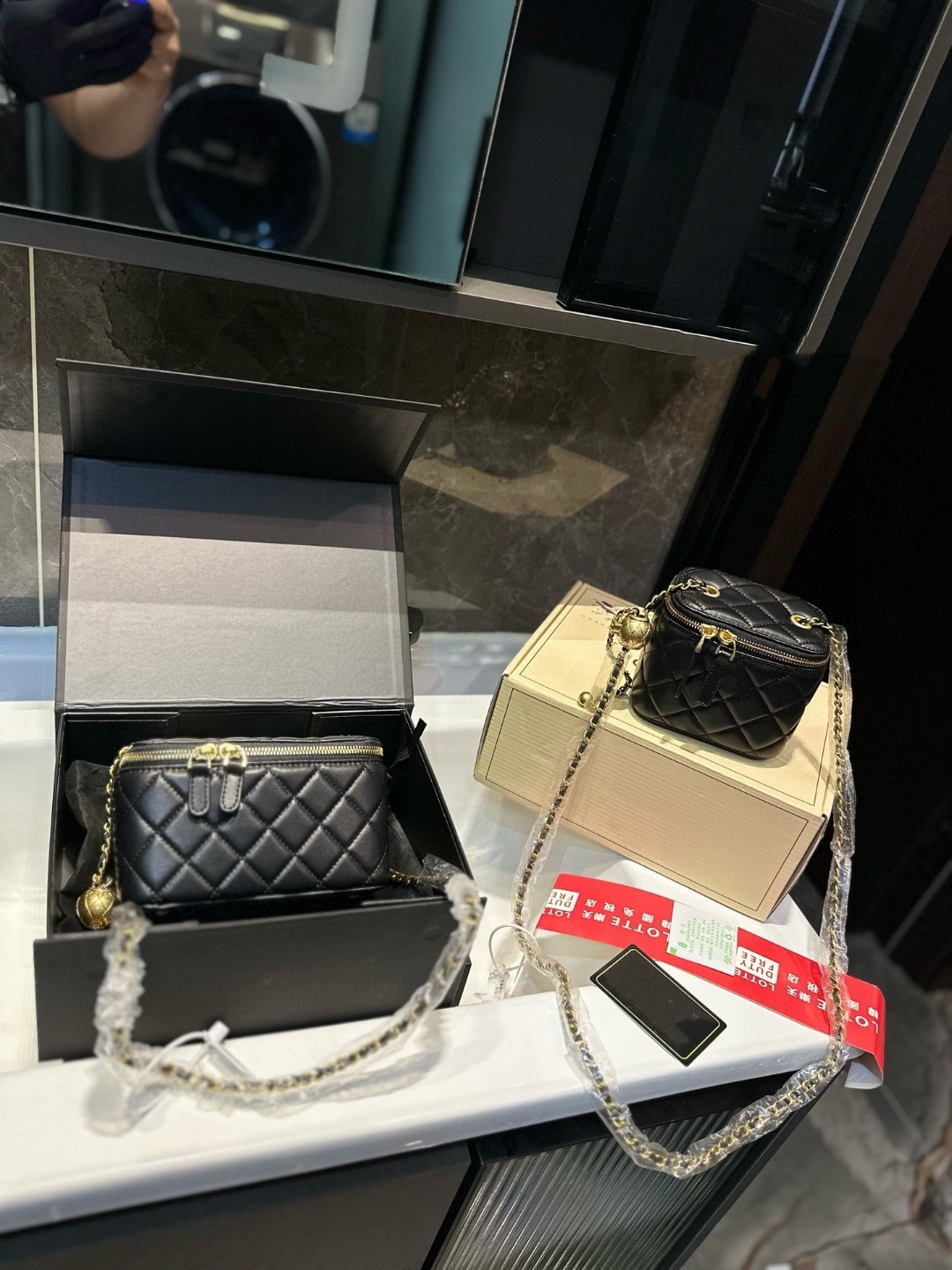 Designer bag 23p Gold Ball Box Makeup Bag Fashion Women Shoulder Bag Plaid Gold Hardware Metal Clasp Luxury Handbag Crossbody Bag Card Bags Fashion Sacoche 10 18cm