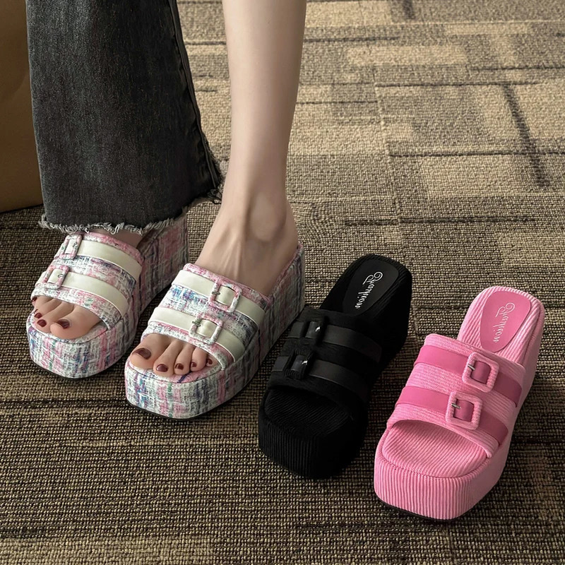Shoes Slippers Casual Slipers Women Slides Platform On A Wedge Summer Fashion House Slippers Platform Shoes Slides S 250609