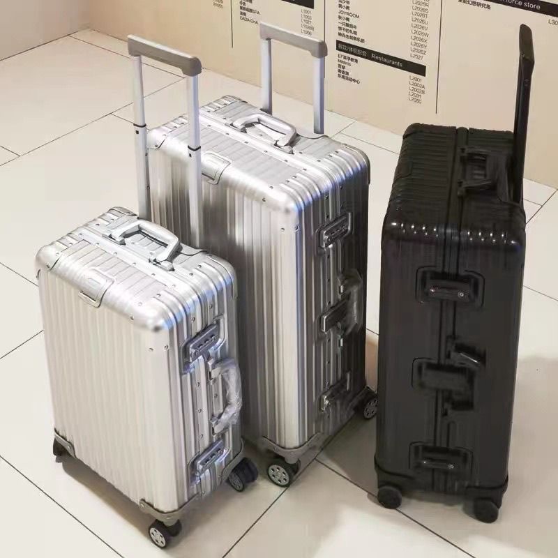 Aluminium metal luggage men travel box classic durable suitcase sturdy trolley case big capacity universal wheel suitcase locking boarding box 20inch women and men