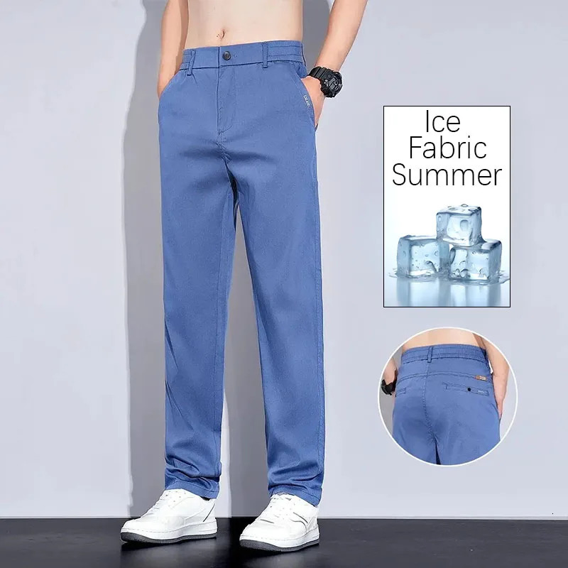Summer Korean Thin Lyocell Casual Baggy Pants Men Jeans Loose Comfortable Versatile Straight Slimming Mens Trousers Jean 250610