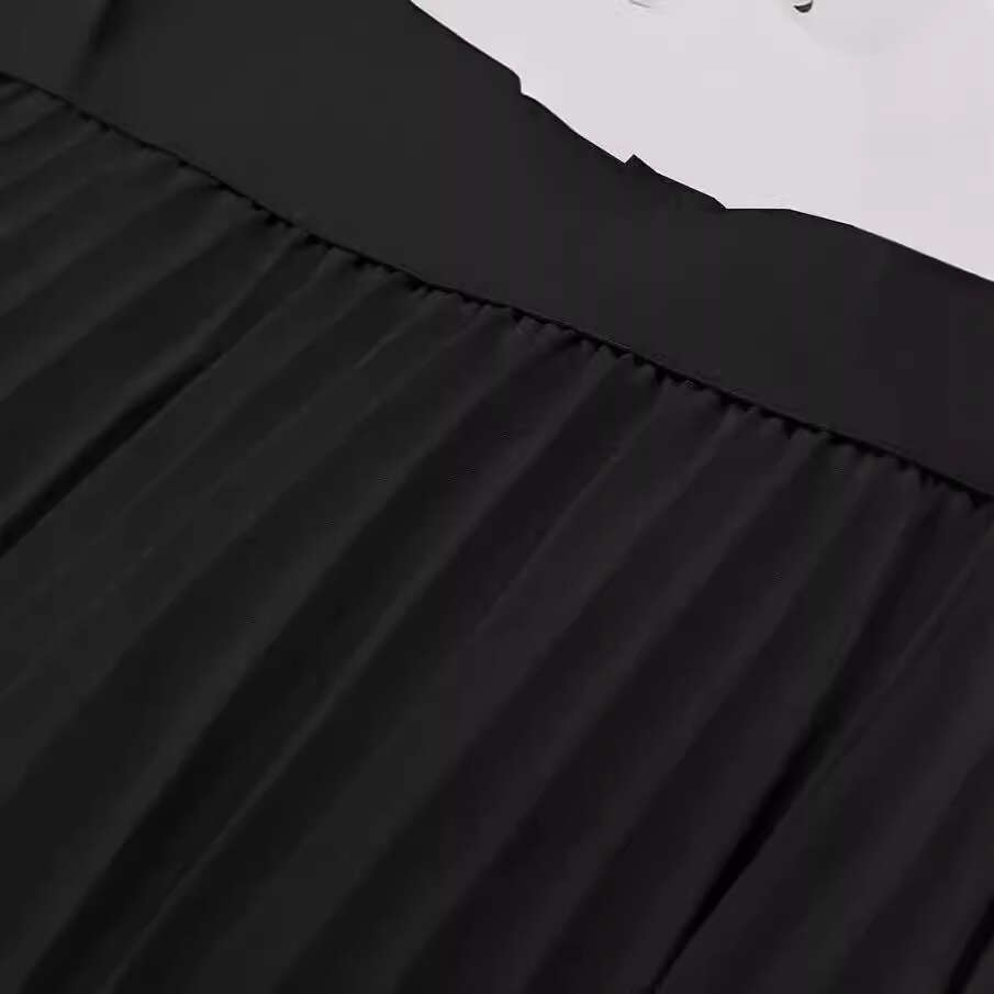 New Style Midi Pleated Elastic Waist Slim Fit Loose Skirt B5