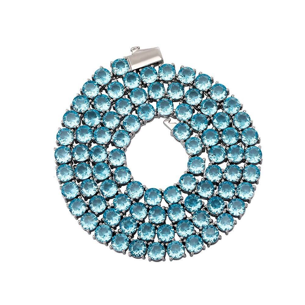TOPGRILLZ Hip Hop Classic Colorful 5MM Tennis Chain Waterproof and Color Retention Necklace Iced Blue/Green/Pink Cubic Zirconia