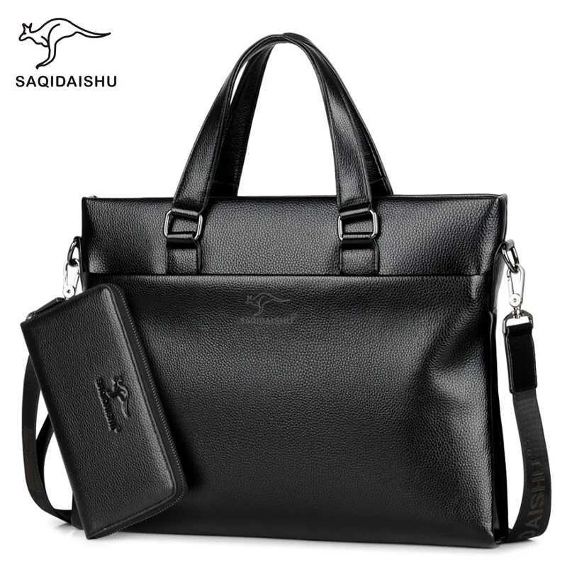 New Luxury Cow Leather Mens Business Bag Classic Black Handbag Male Briefcase Cowhide Laptop Office Bags for Men Suitcase W250610