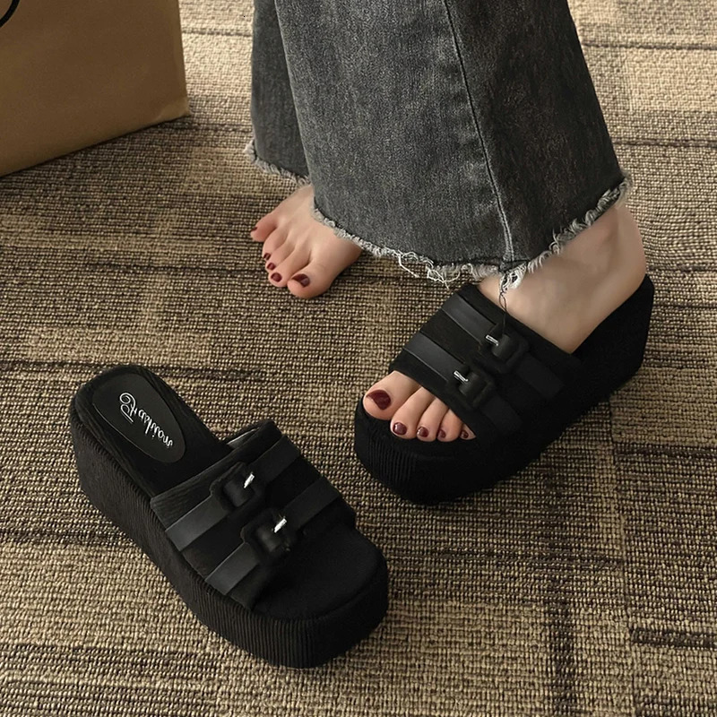 Shoes Slippers Casual Slipers Women Slides Platform On A Wedge Summer Fashion House Slippers Platform Shoes Slides S 250609