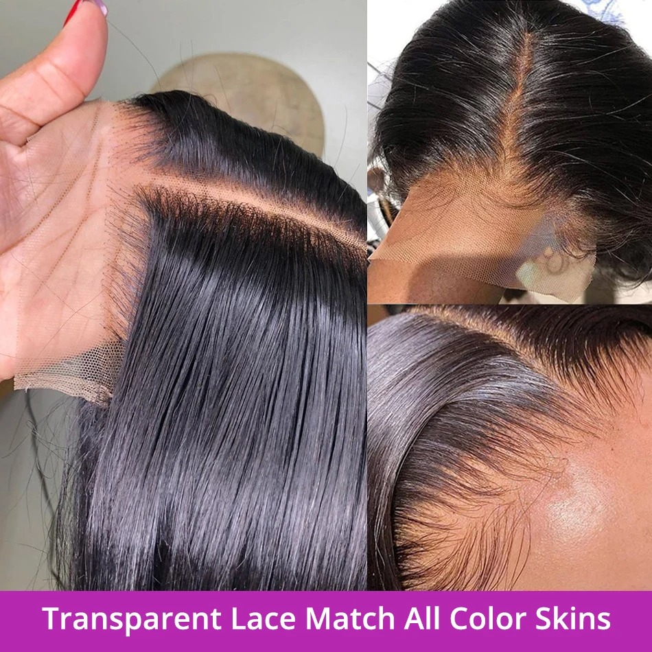 Bone Straight Bob Wig Closure Glueless Ready To Wear 13x4 HD Lace Front Human Hair Wigs 16 Inch For Women Synthetic