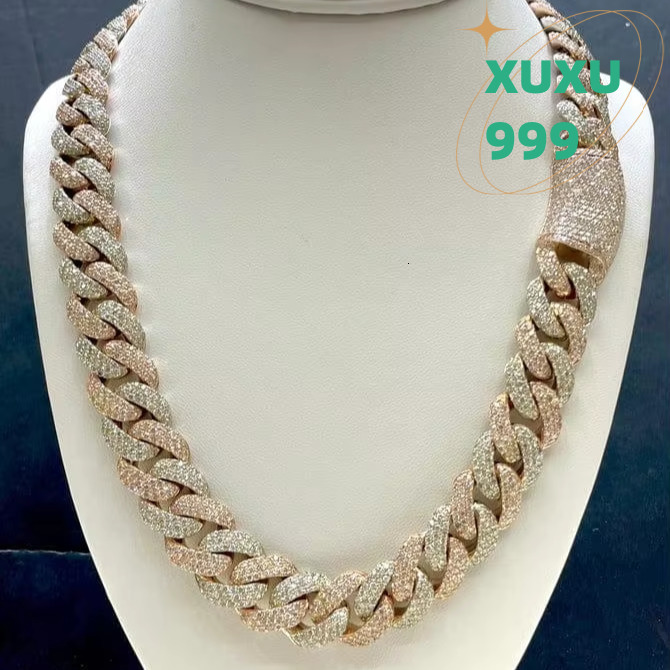 OACOCA 10k/14k/18k Gold Hip Hop Jewelry Cuban Link Chain Lab Grown Iced Out Hip Hop Cuban Necklaces