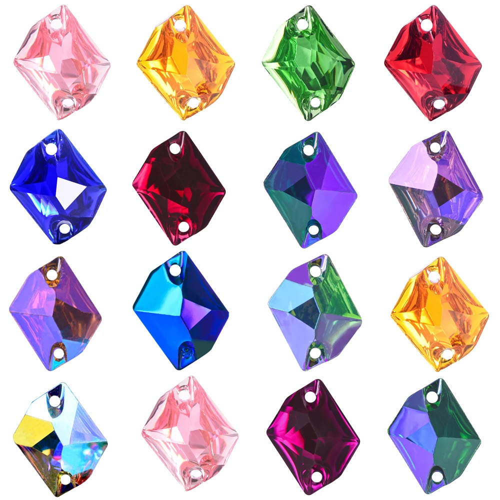 GemStone Resin 16x20mm 50pcs Sew On Cosmic Crystal AB Flatback Sewing s with 2 Holes Strass for Garments 250606