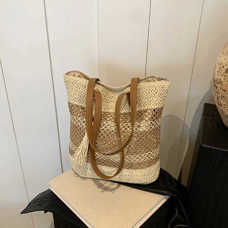 Summer Straw Bags for Women High Quality Rattan Shoulder Bag Travel Handmade Woven Beach Handbags Female Large Capacity Totes XJ250610