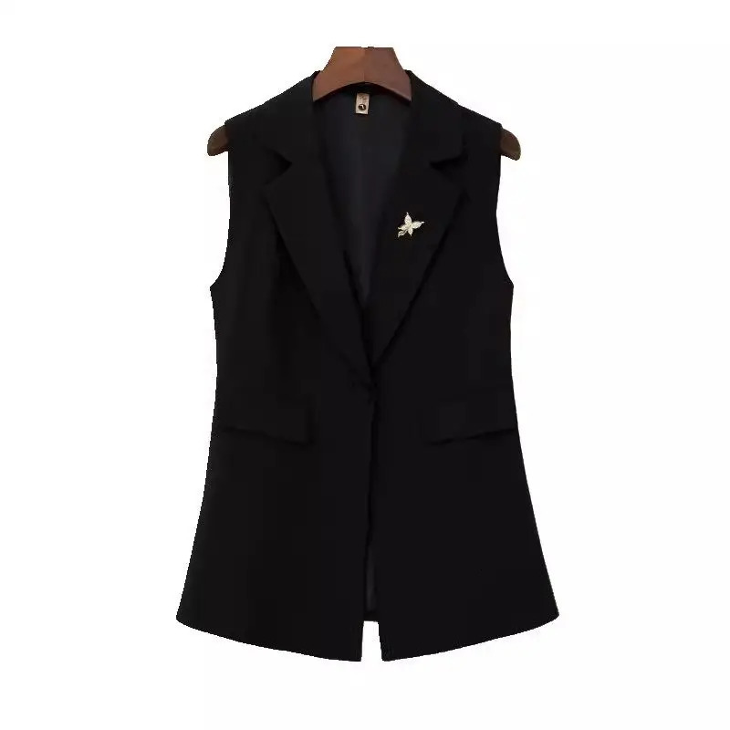 Spring And Summer Oversized Loose HighEnd Striped Vest Sleeveless Blazer Slim Fit Womens Jacket G1010 250610