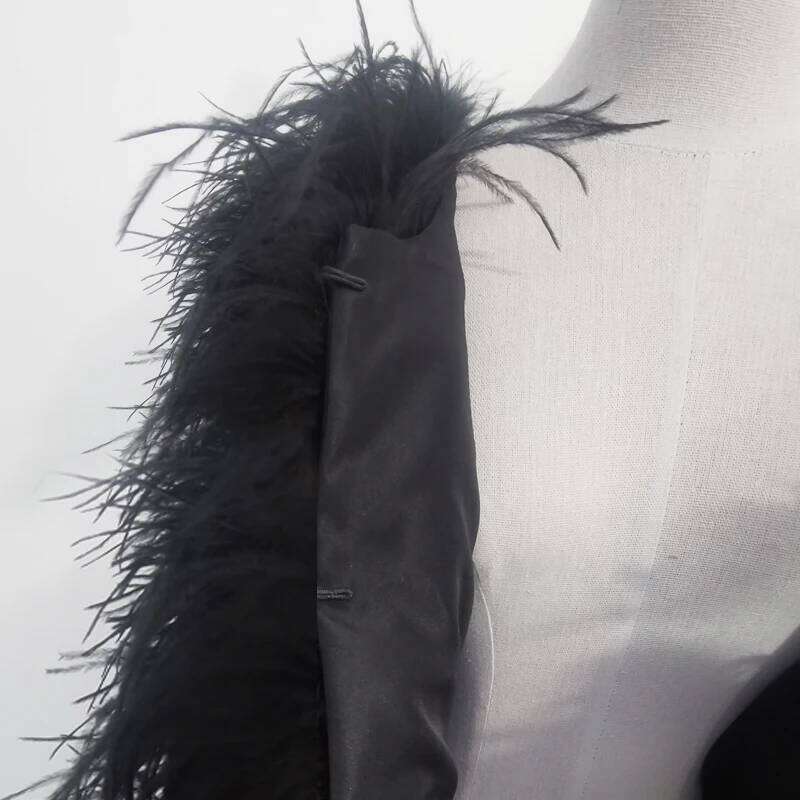 New Style Coat 38 Cm 100% Natural Hair Women's Sexy Real Ostrich Featherostrich Feather Jacket Long Sleeve