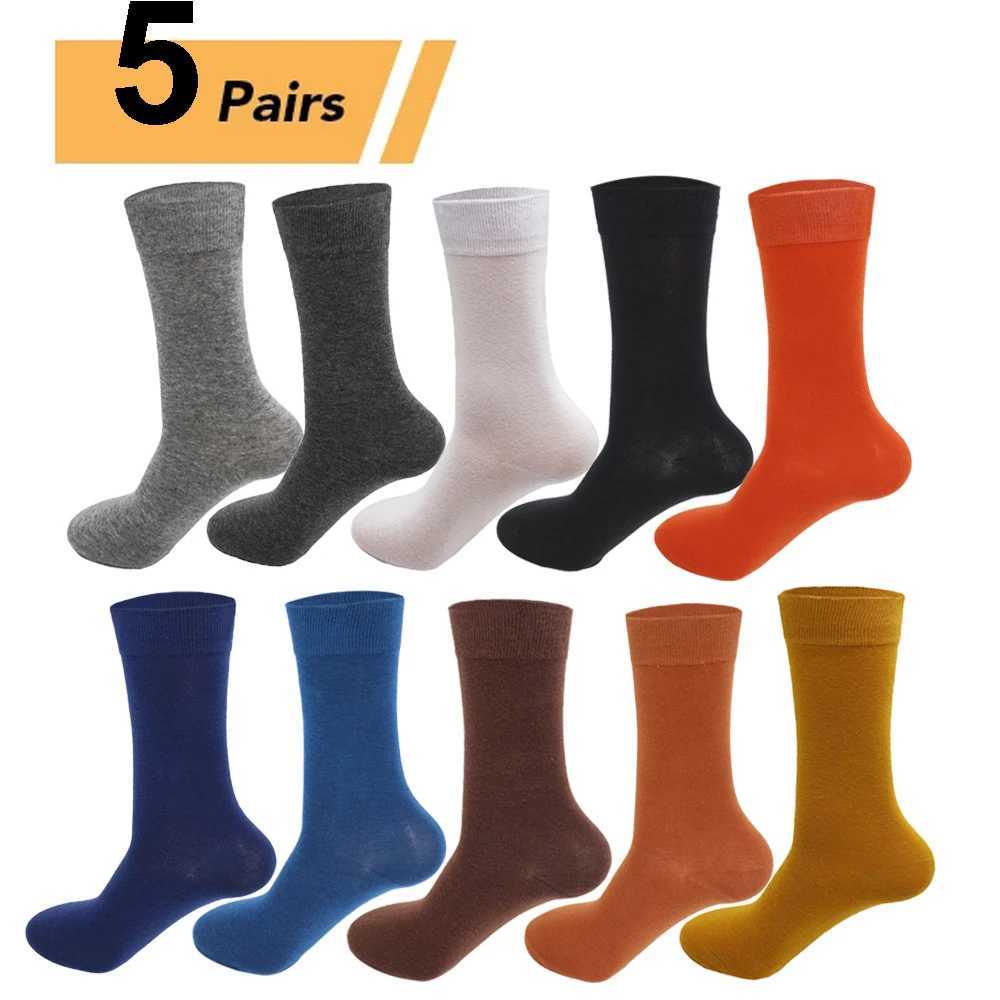5Pairs New High Quality Business Casual Men Socks Black Mens Dress Long Socks Autumn Keep Warm Colorful Full Happy Socks Male Z250610