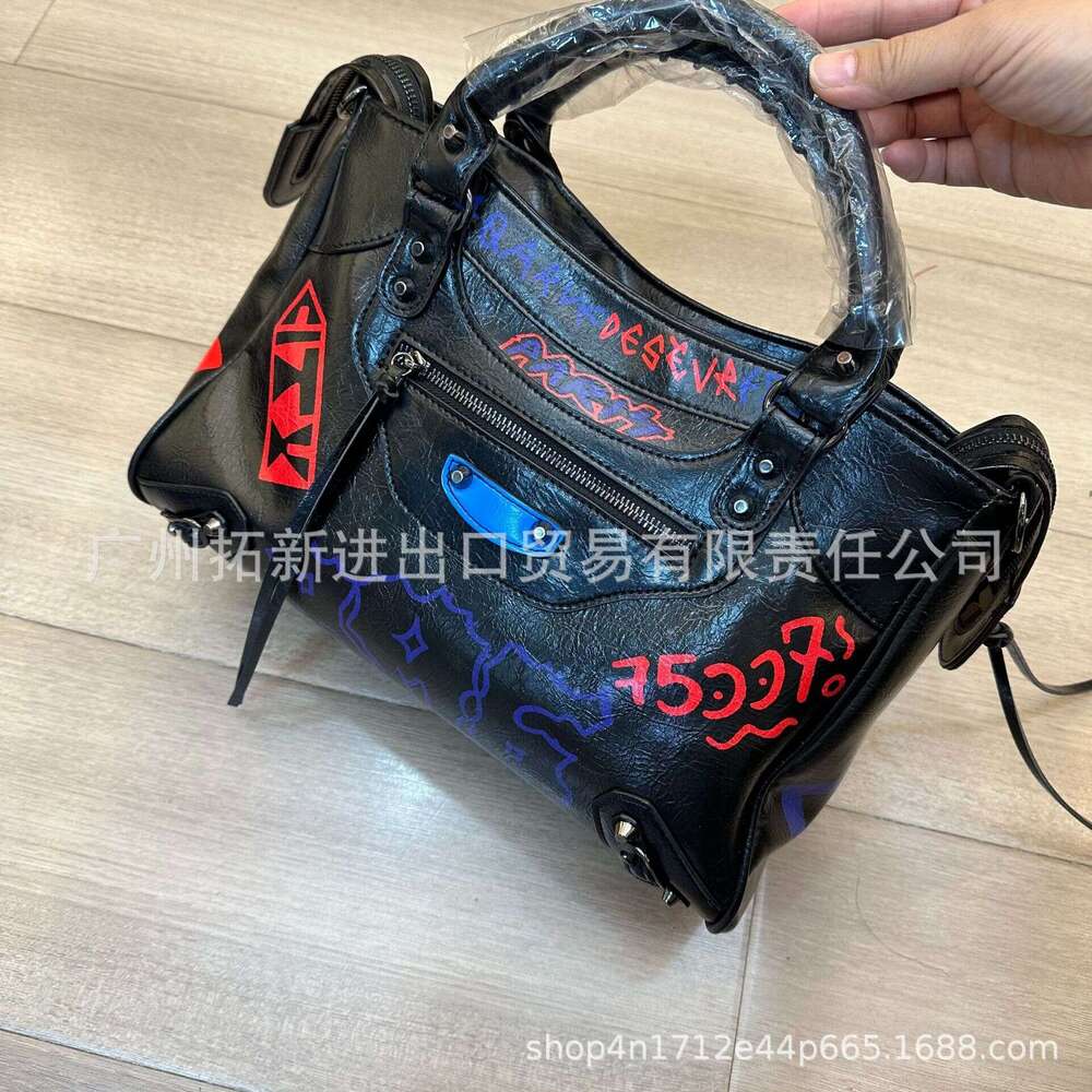 New Graffiti Motorcycle Fashion Trend Shoulder Bag Crossbody Handbag Must Have Trendy Item