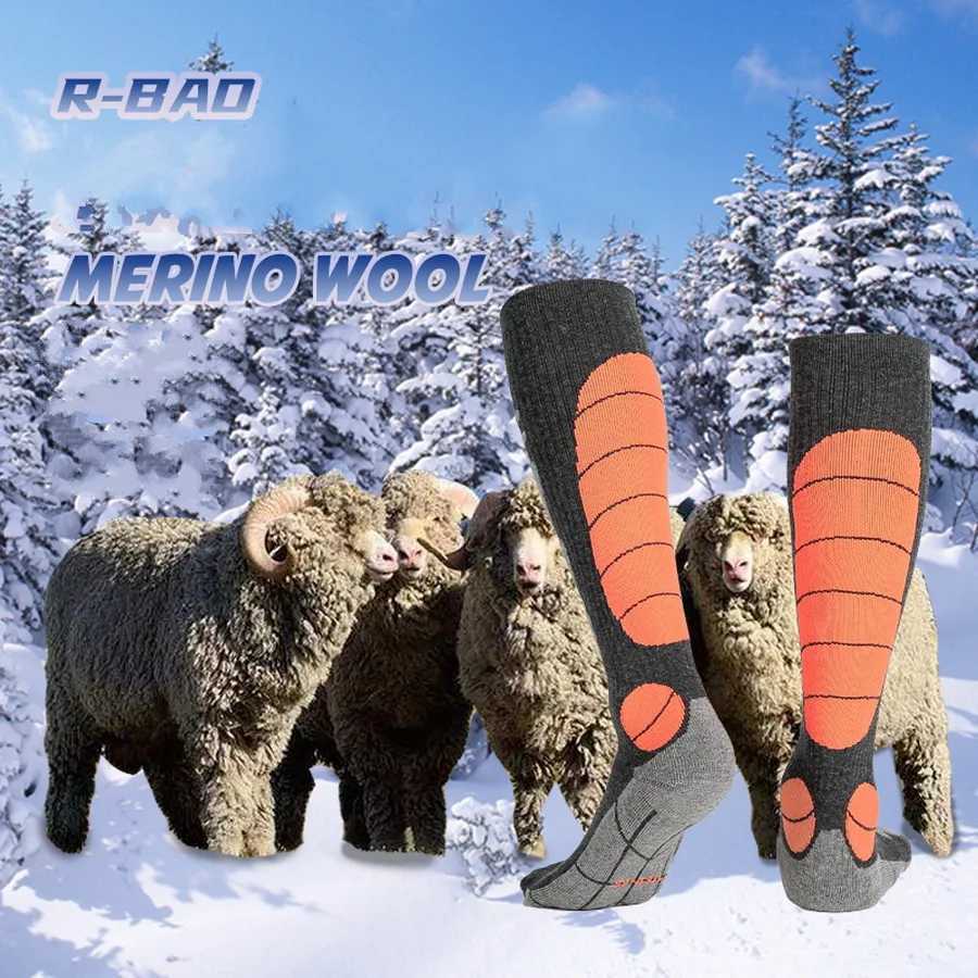1 Pair Merino Wool Thermal Socks Men Women Winter Long Warm Compression Socks For Ski Hiking Snowboarding Climbing Sports Socks Z250610