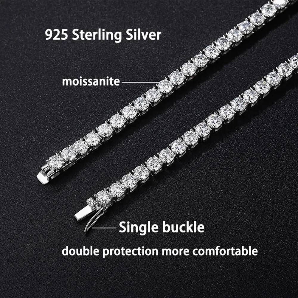 2.5-6.5mm Real Moissanite Tennis Necklace For Women Men D Color Lab Dia S Sier Neck Chain Jewelry With GRA Certificate