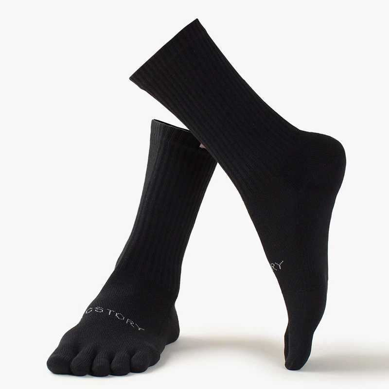 2025 Cotton Mens Sports Five Finger Socks Sweat Absorption Anti-odor Autumn Winter Towel Base Terry Long Tube Split Toe Socks Z250610