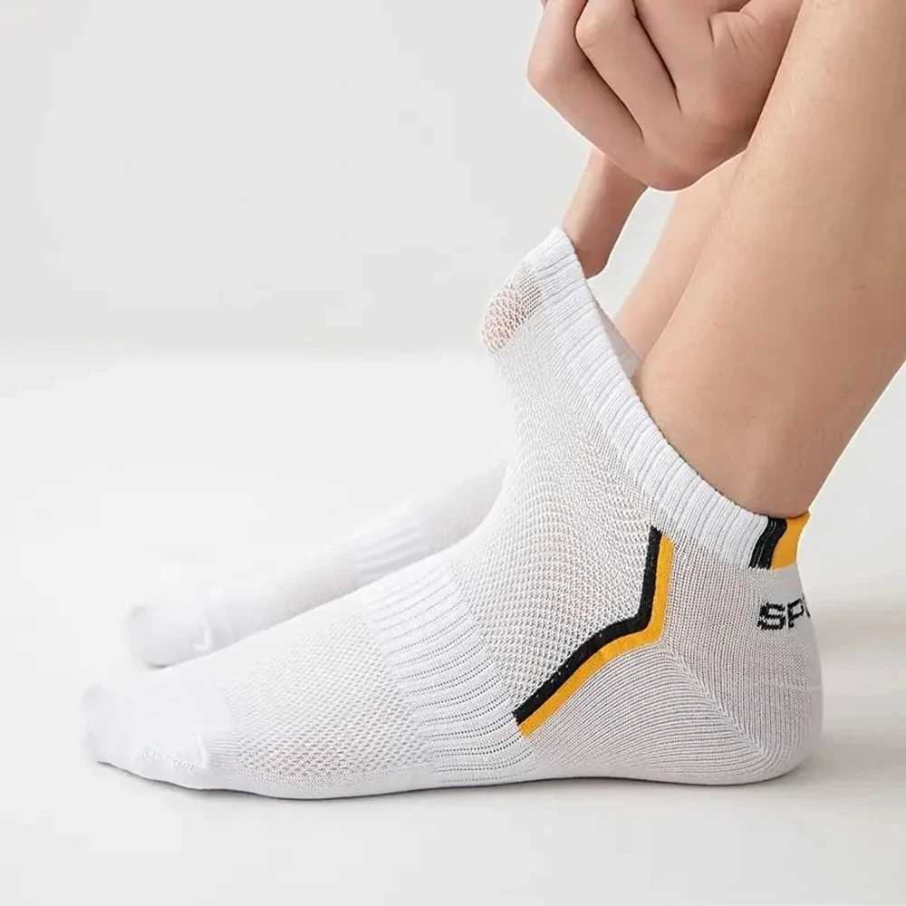 5 Pairs Mens Short Socks Print Color Block Breathable Sweat Resistant Anti-odor Comfortable Multicolor Round Neck Ankle Socks Z250610