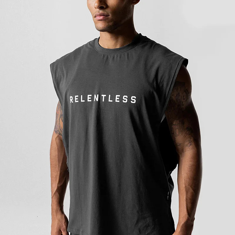 Mens Cotton Bodybuilding Tank Tops Gym Fitness Sleeveless Shirt Male Stringer Singlet Summer Casual Printed Undershirt Vest 250609