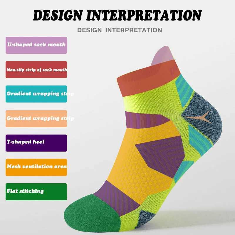2023 Professional Marathon Running Socks Men Women Sports Fitness Thickened Cushioned Short Tube Low Cut Boat Ankle Socks Z250610