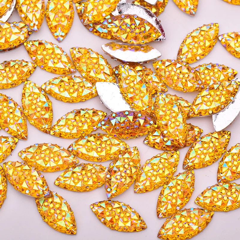 JUNAO 100pcs 715mm Crystal AB Flatback Horse Eye Decoration Stones Non fix Resin Strass for DIY Crafts 250606